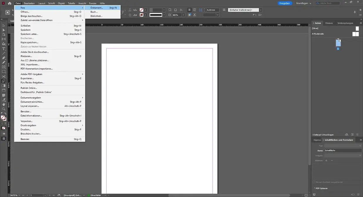 InDesign - Neues Dokument